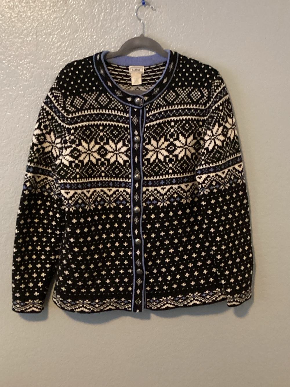 L.L. Bean Fair Isle Nordic Cardigan Sweater